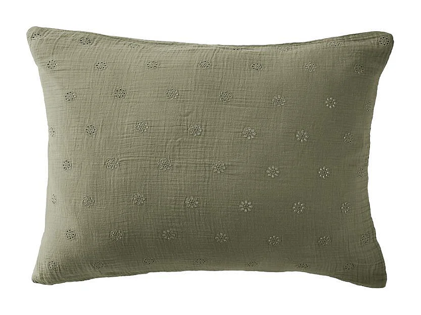 Taie d'oreiller Brodée Déco "Gaïa Boho" 60 x 60 cm & 50 x 70 cm "Gaze de Coton" l'Effet Papillon