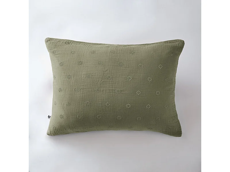 Taie d'oreiller Brodée Déco "Gaïa Boho" 60 x 60 cm & 50 x 70 cm "Gaze de Coton"