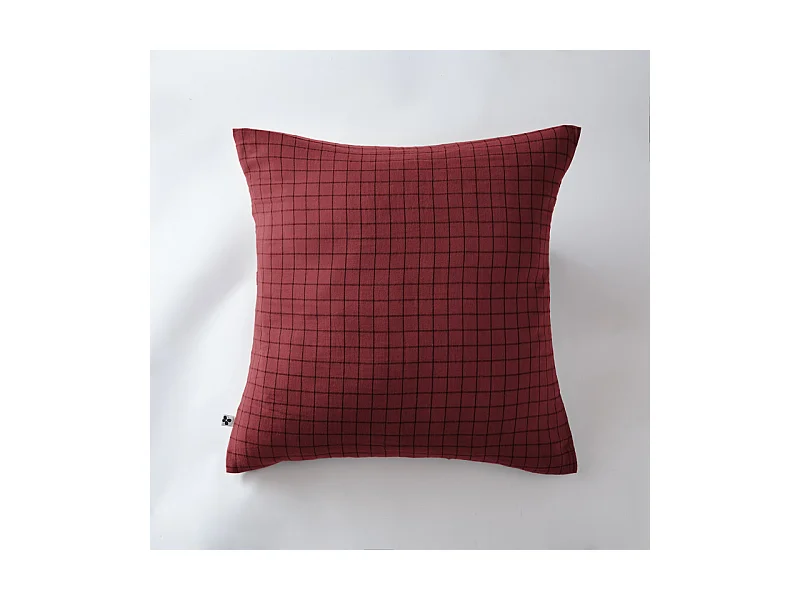 Taie d'oreiller Tissé-teint petits carreaux Déco "Gaïa Mix" 60 x 60 cm & 50 x 70 cm "Gaze de Coton"