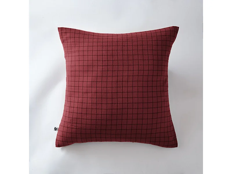 Taie d'oreiller Tissé-teint petits carreaux Déco "Gaïa Mix" 60 x 60 cm & 50 x 70 cm "Gaze de Coton"