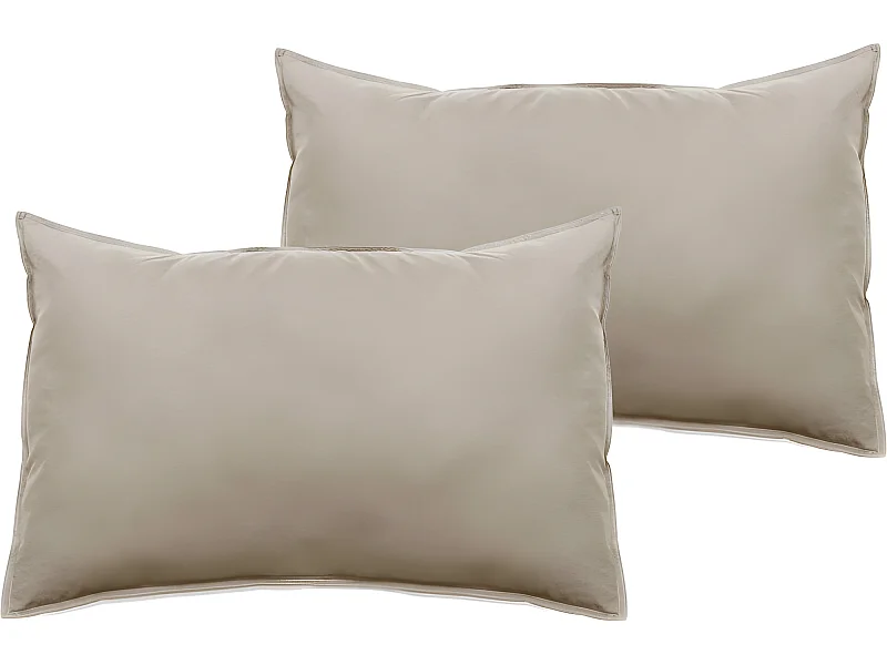 Lot de 2 taies d'oreiller Palace pur coton teint lavé 63 fils/cm² Vent du sud