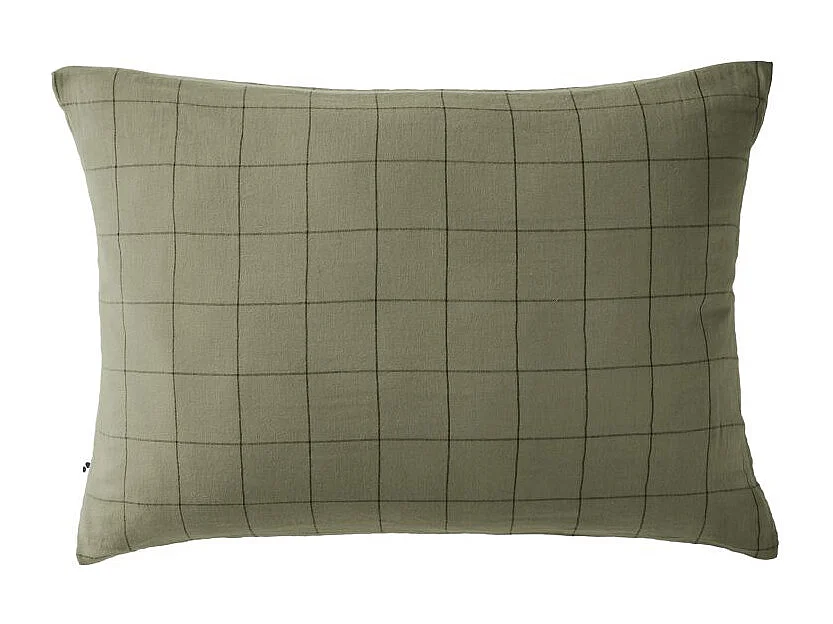 Taie d'oreiller Tissé-teint grands carreaux Déco "Gaïa Match" 60 x 60 cm & 50 x 70 cm "Gaze de Coton" l'Effet Papillon