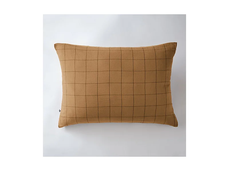 Taie d'oreiller Tissé-teint grands carreaux Déco "Gaïa Match" 60 x 60 cm & 50 x 70 cm "Gaze de Coton"