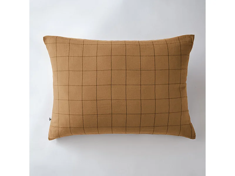 Taie d'oreiller Tissé-teint grands carreaux Déco "Gaïa Match" 60 x 60 cm & 50 x 70 cm "Gaze de Coton"