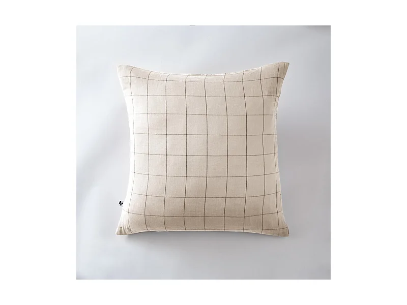 Taie d'oreiller Tissé-teint grands carreaux Déco "Gaïa Match" 60 x 60 cm & 50 x 70 cm "Gaze de Coton"