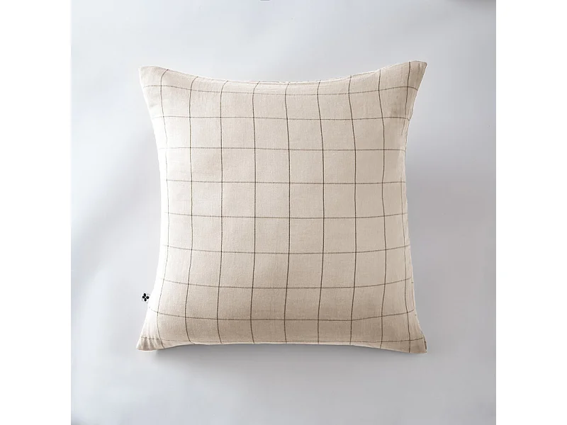 Taie d'oreiller Tissé-teint grands carreaux Déco "Gaïa Match" 60 x 60 cm & 50 x 70 cm "Gaze de Coton"