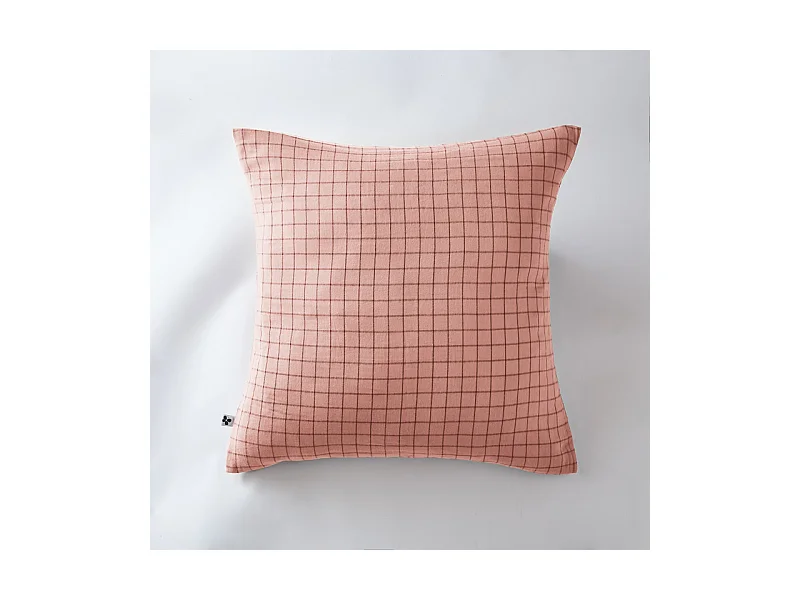 Taie d'oreiller Tissé-teint petits carreaux Déco "Gaïa Mix" 60 x 60 cm & 50 x 70 cm "Gaze de Coton"