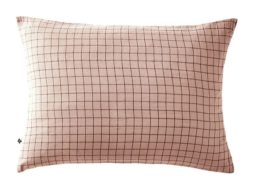 Taie d'oreiller Tissé-teint petits carreaux Déco "Gaïa Mix" 60 x 60 cm & 50 x 70 cm "Gaze de Coton" l'Effet Papillon