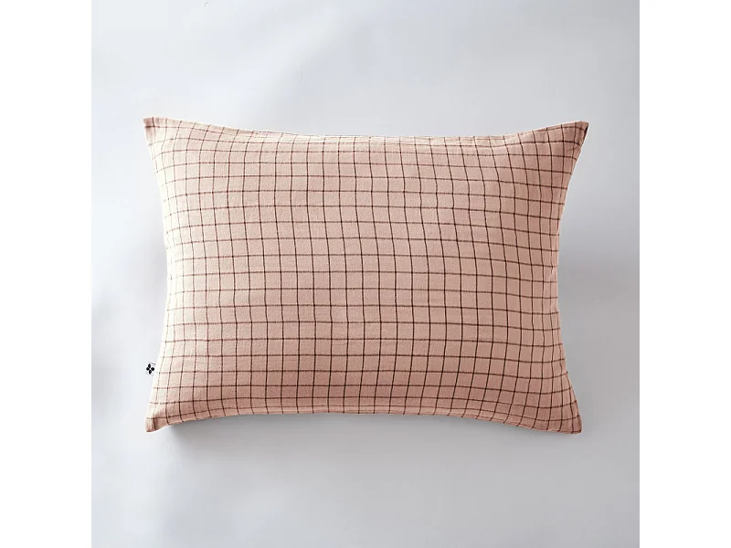 Taie d'oreiller Tissé-teint petits carreaux Déco "Gaïa Mix" 60 x 60 cm & 50 x 70 cm "Gaze de Coton"