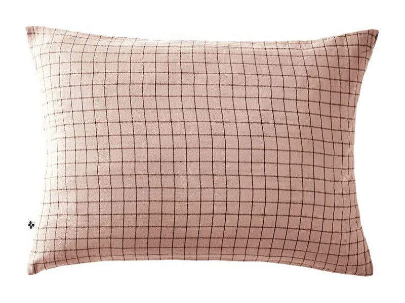 Taie d'oreiller Tissé-teint petits carreaux Déco "Gaïa Mix" 60 x 60 cm & 50 x 70 cm "Gaze de Coton" l'Effet Papillon