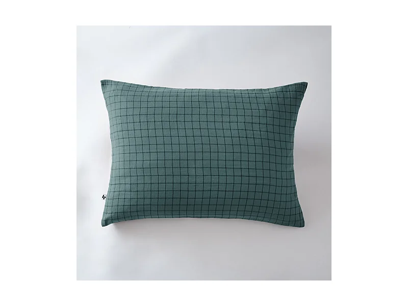 Taie d'oreiller Tissé-teint petits carreaux Déco "Gaïa Mix" 60 x 60 cm & 50 x 70 cm "Gaze de Coton"