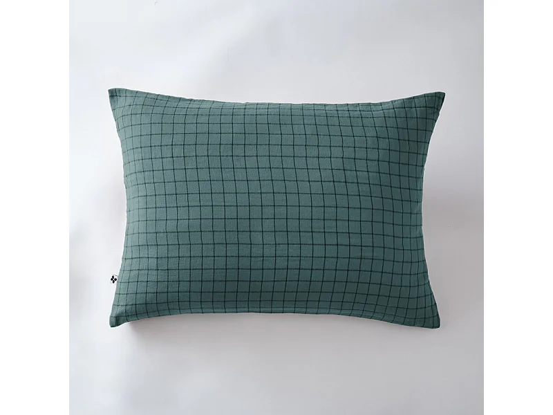 Taie d'oreiller Tissé-teint petits carreaux Déco "Gaïa Mix" 60 x 60 cm & 50 x 70 cm "Gaze de Coton"