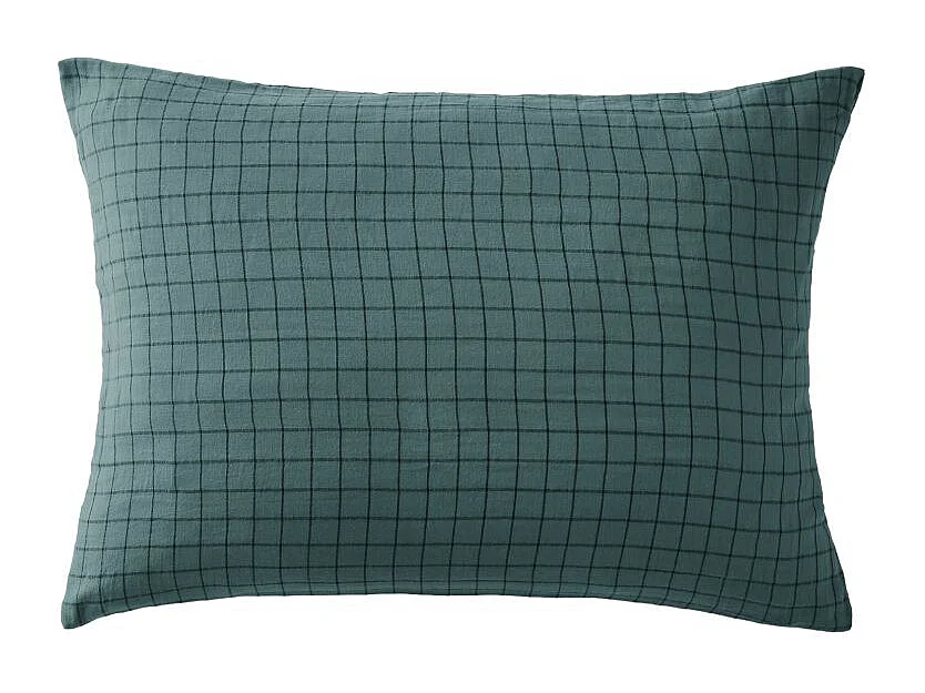 Taie d'oreiller Tissé-teint petits carreaux Déco "Gaïa Mix" 60 x 60 cm & 50 x 70 cm "Gaze de Coton" l'Effet Papillon