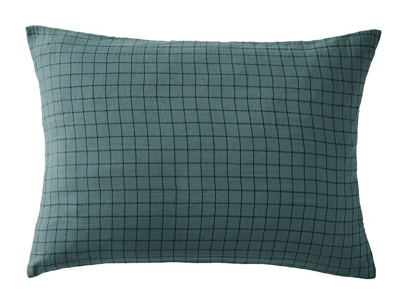 Taie d'oreiller Tissé-teint petits carreaux Déco "Gaïa Mix" 60 x 60 cm & 50 x 70 cm "Gaze de Coton" l'Effet Papillon