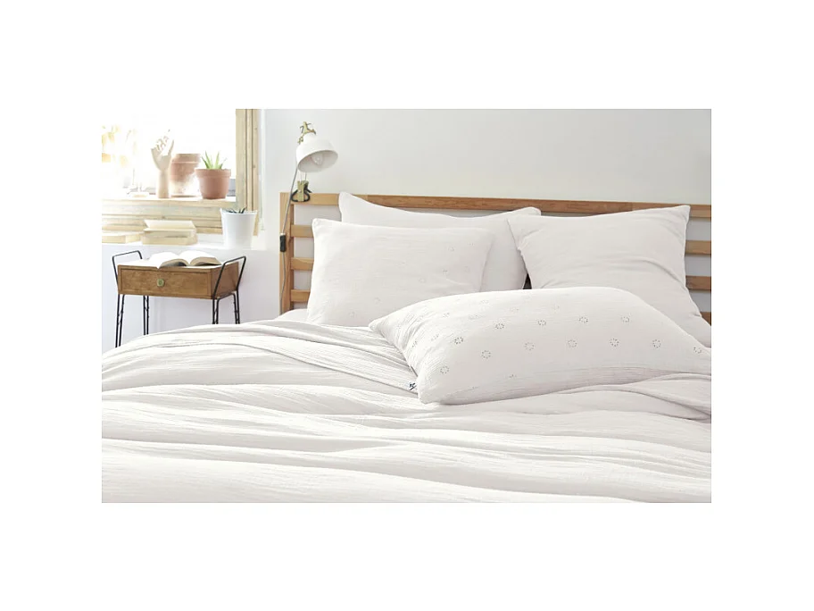 Taie d'oreiller Brodée Déco "Gaïa Boho" 60 x 60 cm & 50 x 70 cm "Gaze de Coton"