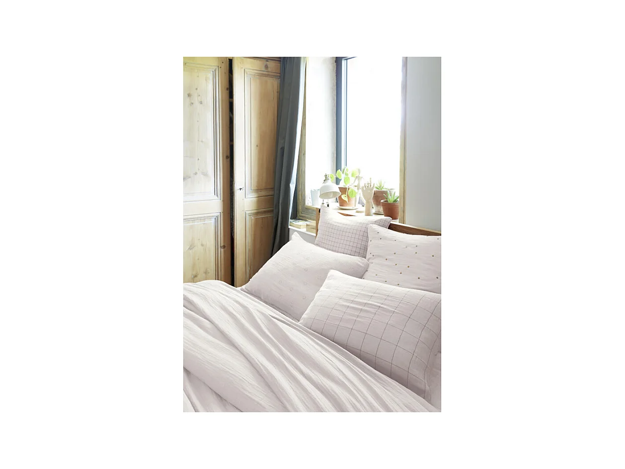 Taie d'oreiller Brodée Déco "Gaïa Boho" 60 x 60 cm & 50 x 70 cm "Gaze de Coton"