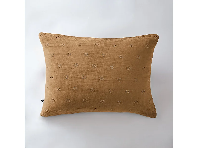 Taie d'oreiller Brodée Déco "Gaïa Boho" 60 x 60 cm & 50 x 70 cm "Gaze de Coton"