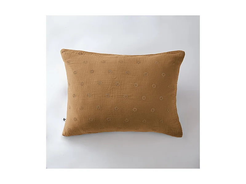 Taie d'oreiller Brodée Déco "Gaïa Boho" 60 x 60 cm & 50 x 70 cm "Gaze de Coton"