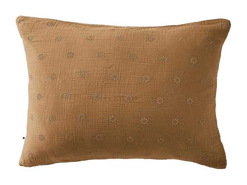 Taie d'oreiller Brodée Déco "Gaïa Boho" 60 x 60 cm & 50 x 70 cm "Gaze de Coton" l'Effet Papillon