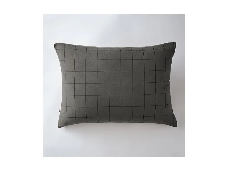 Taie d'oreiller Tissé-teint grands carreaux Déco "Gaïa Match" 60 x 60 cm & 50 x 70 cm "Gaze de Coton"