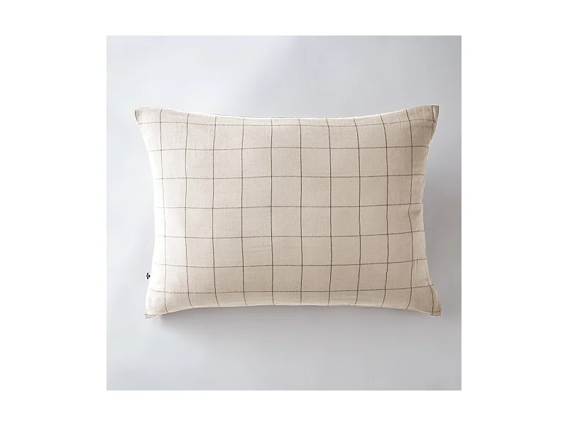 Taie d'oreiller Tissé-teint grands carreaux Déco "Gaïa Match" 60 x 60 cm & 50 x 70 cm "Gaze de Coton"
