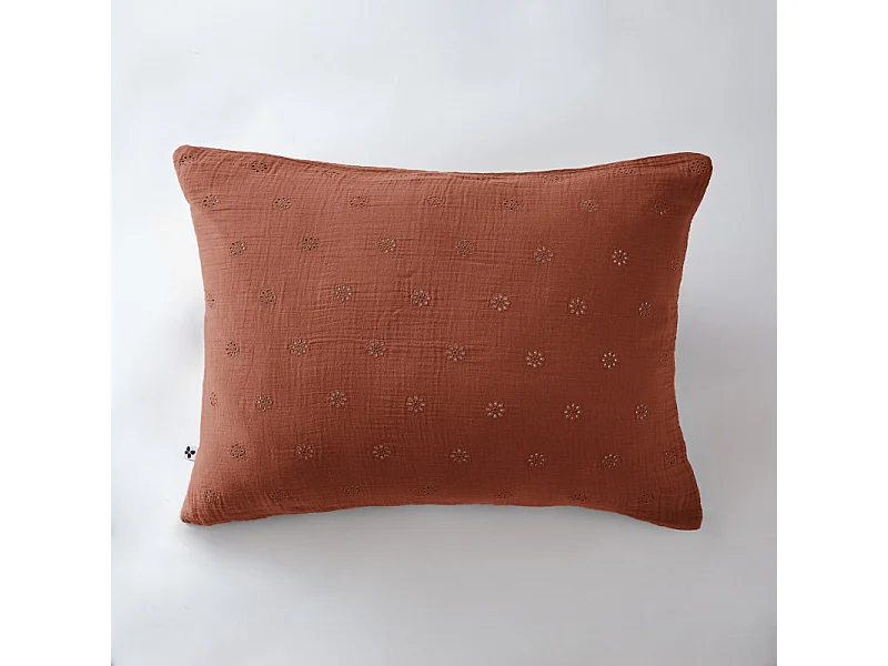 Taie d'oreiller Brodée Déco "Gaïa Boho" 60 x 60 cm & 50 x 70 cm "Gaze de Coton"