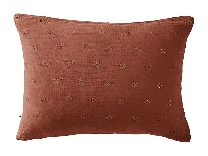 Taie d'oreiller Brodée Déco "Gaïa Boho" 60 x 60 cm & 50 x 70 cm "Gaze de Coton" l'Effet Papillon