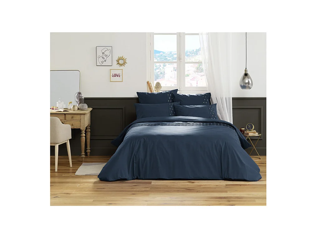 Taie d'oreiller "Agathe" toutes dimensions avec plis religieuses et pois brodés