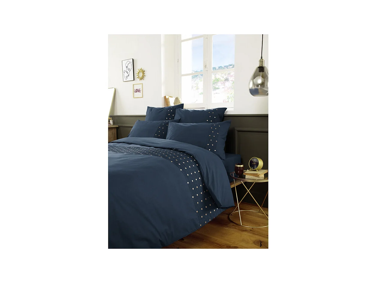 Taie d'oreiller "Agathe" toutes dimensions avec plis religieuses et pois brodés