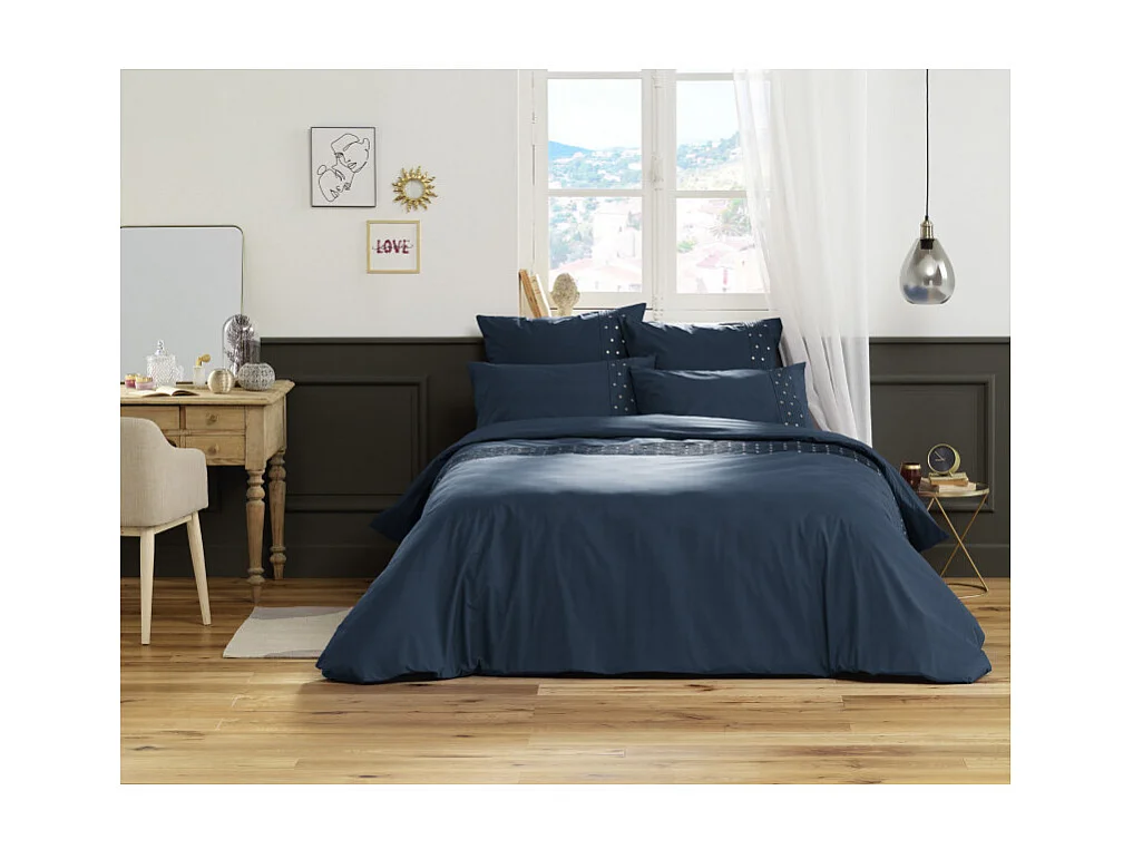 Taie d'oreiller "Agathe" toutes dimensions avec plis religieuses et pois brodés