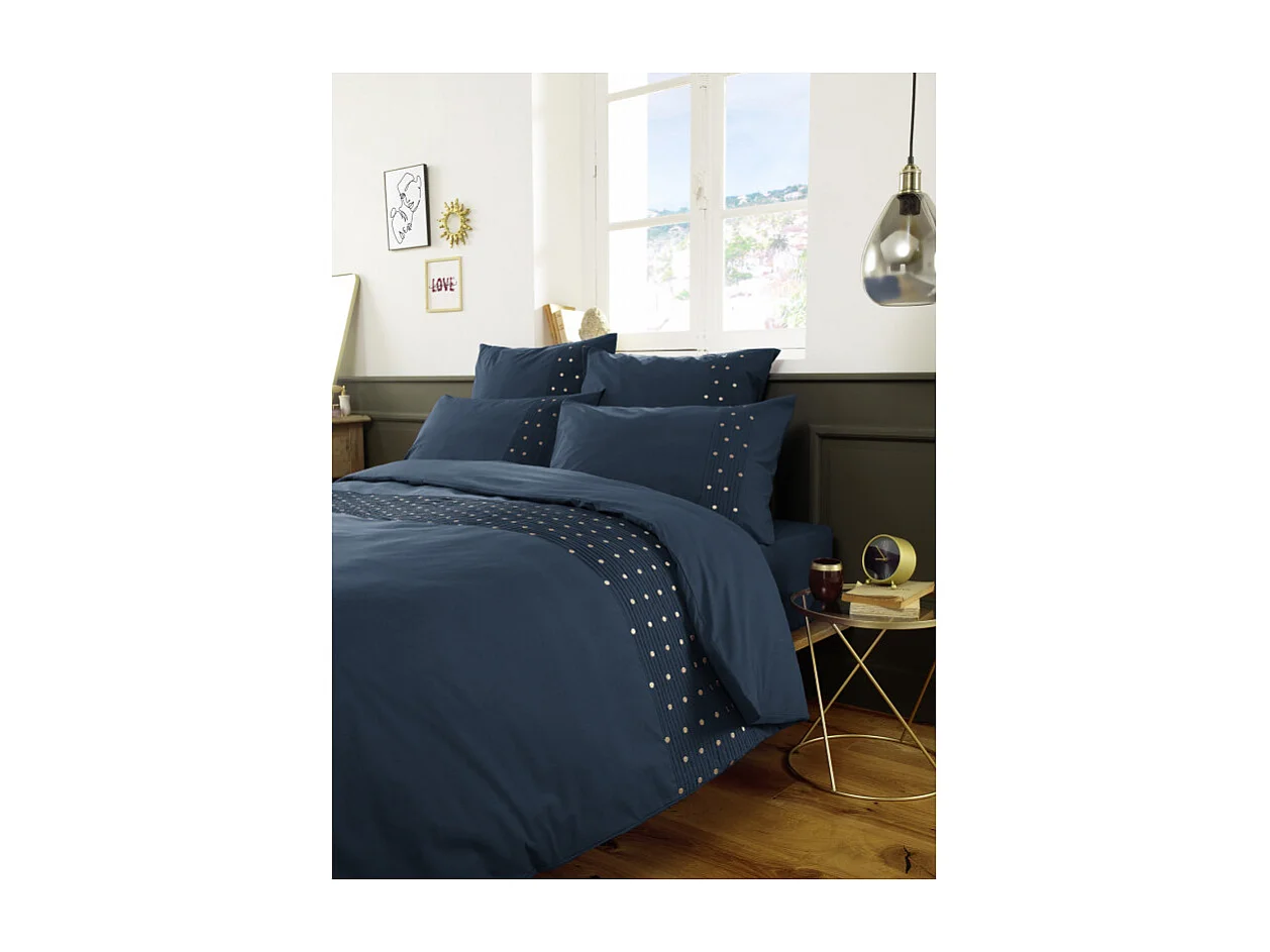 Taie d'oreiller "Agathe" toutes dimensions avec plis religieuses et pois brodés