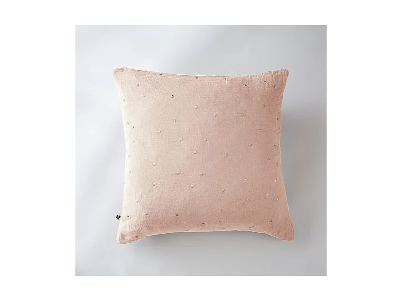 Taie d'oreiller Pois Doré Déco "Gaïa Chic" 60 x 60 cm & 50 x 70 cm "Gaze de Coton"