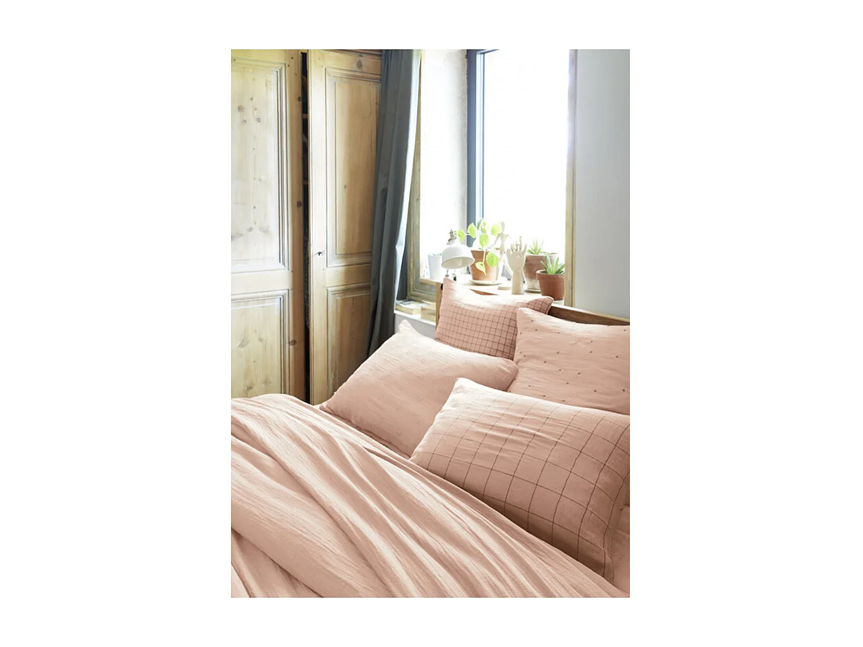 Taie d'oreiller Pois Doré Déco "Gaïa Chic" 60 x 60 cm & 50 x 70 cm "Gaze de Coton"