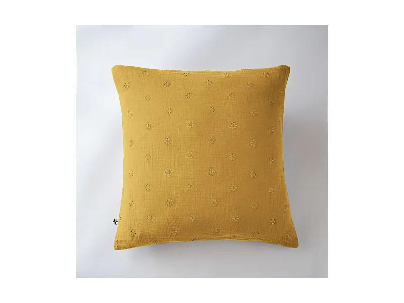 Taie d'oreiller Brodée Déco "Gaïa Boho" 60 x 60 cm & 50 x 70 cm "Gaze de Coton"