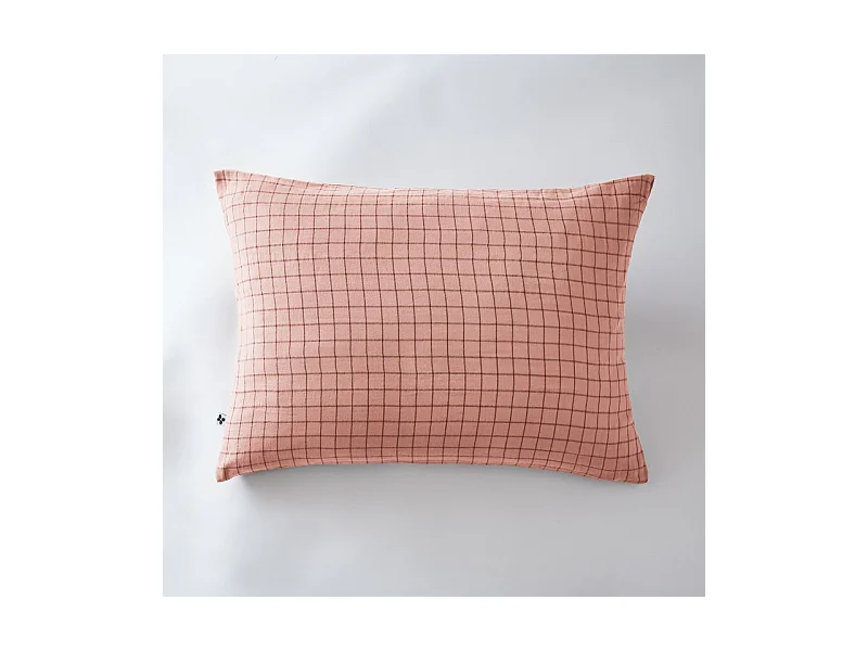 Taie d'oreiller Tissé-teint petits carreaux Déco "Gaïa Mix" 60 x 60 cm & 50 x 70 cm "Gaze de Coton"