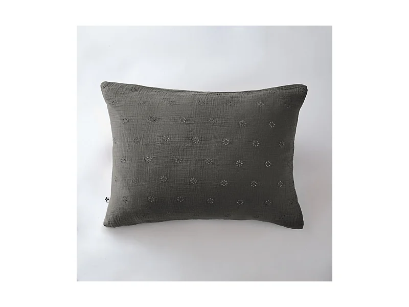 Taie d'oreiller Brodée Déco "Gaïa Boho" 60 x 60 cm & 50 x 70 cm "Gaze de Coton"