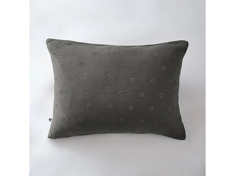 Taie d'oreiller Brodée Déco "Gaïa Boho" 60 x 60 cm & 50 x 70 cm "Gaze de Coton"