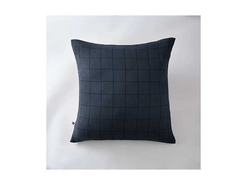 Taie d'oreiller Tissé-teint grands carreaux Déco "Gaïa Match" 60 x 60 cm & 50 x 70 cm "Gaze de Coton"