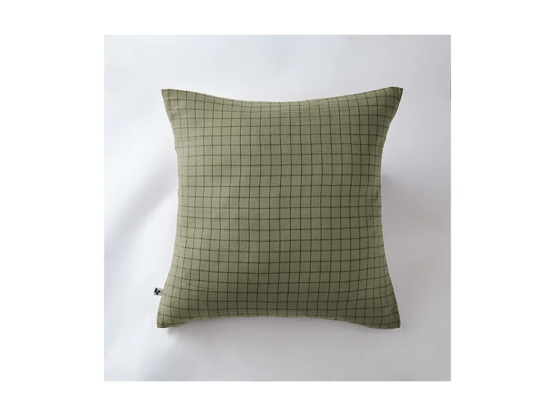 Taie d'oreiller Tissé-teint petits carreaux Déco "Gaïa Mix" 60 x 60 cm & 50 x 70 cm "Gaze de Coton"