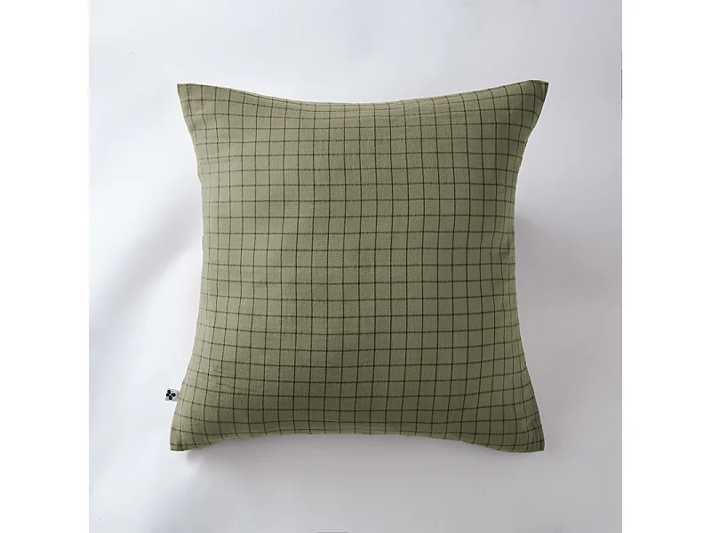 Taie d'oreiller Tissé-teint petits carreaux Déco "Gaïa Mix" 60 x 60 cm & 50 x 70 cm "Gaze de Coton"