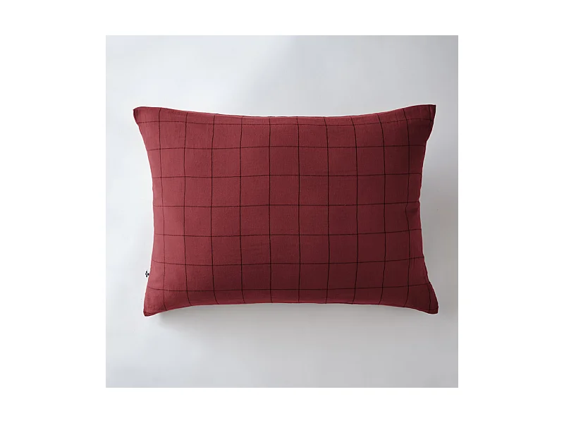 Taie d'oreiller Tissé-teint grands carreaux Déco "Gaïa Match" 60 x 60 cm & 50 x 70 cm "Gaze de Coton"
