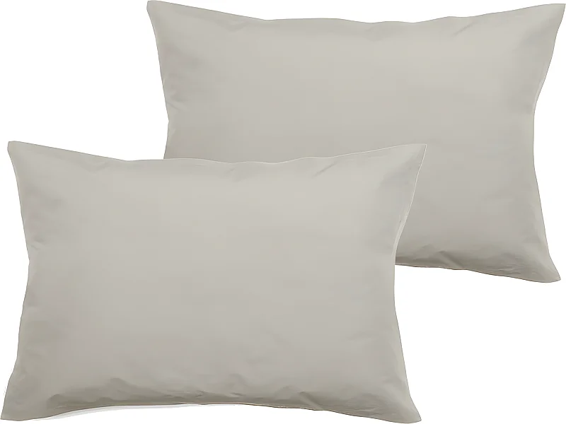 Lot de 2 taies d'oreiller percale pur coton peigné longues fibres 80 fils/cm² Vent du sud