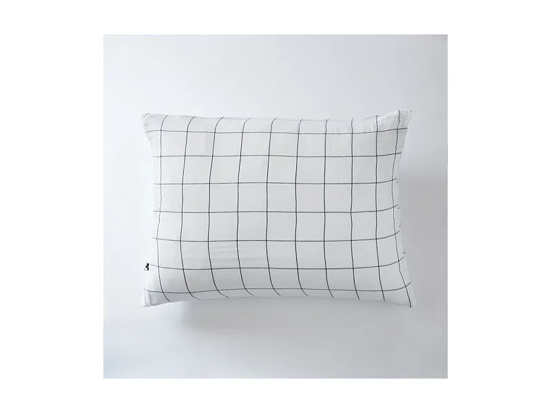 Taie d'oreiller Tissé-teint grands carreaux Déco "Gaïa Match" 60 x 60 cm & 50 x 70 cm "Gaze de Coton"