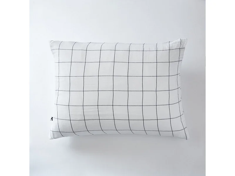 Taie d'oreiller Tissé-teint grands carreaux Déco "Gaïa Match" 60 x 60 cm & 50 x 70 cm "Gaze de Coton"