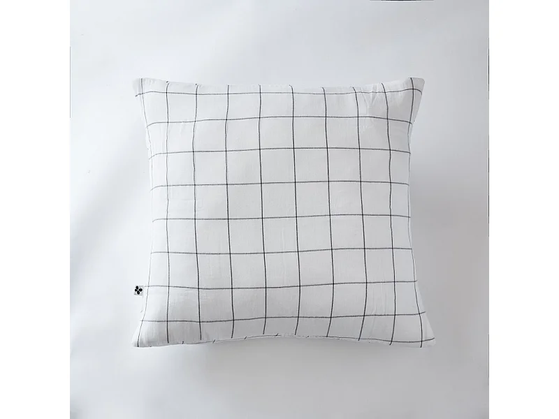 Taie d'oreiller Tissé-teint grands carreaux Déco "Gaïa Match" 60 x 60 cm & 50 x 70 cm "Gaze de Coton"