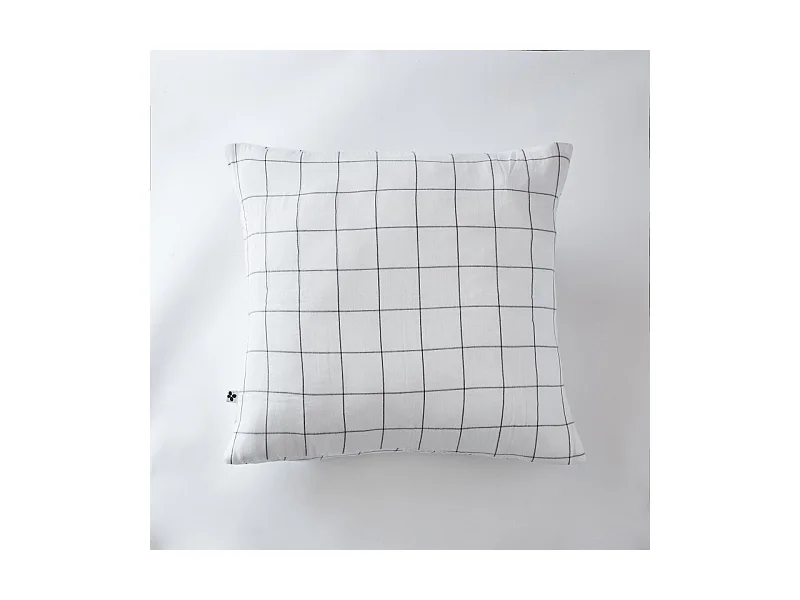 Taie d'oreiller Tissé-teint grands carreaux Déco "Gaïa Match" 60 x 60 cm & 50 x 70 cm "Gaze de Coton"