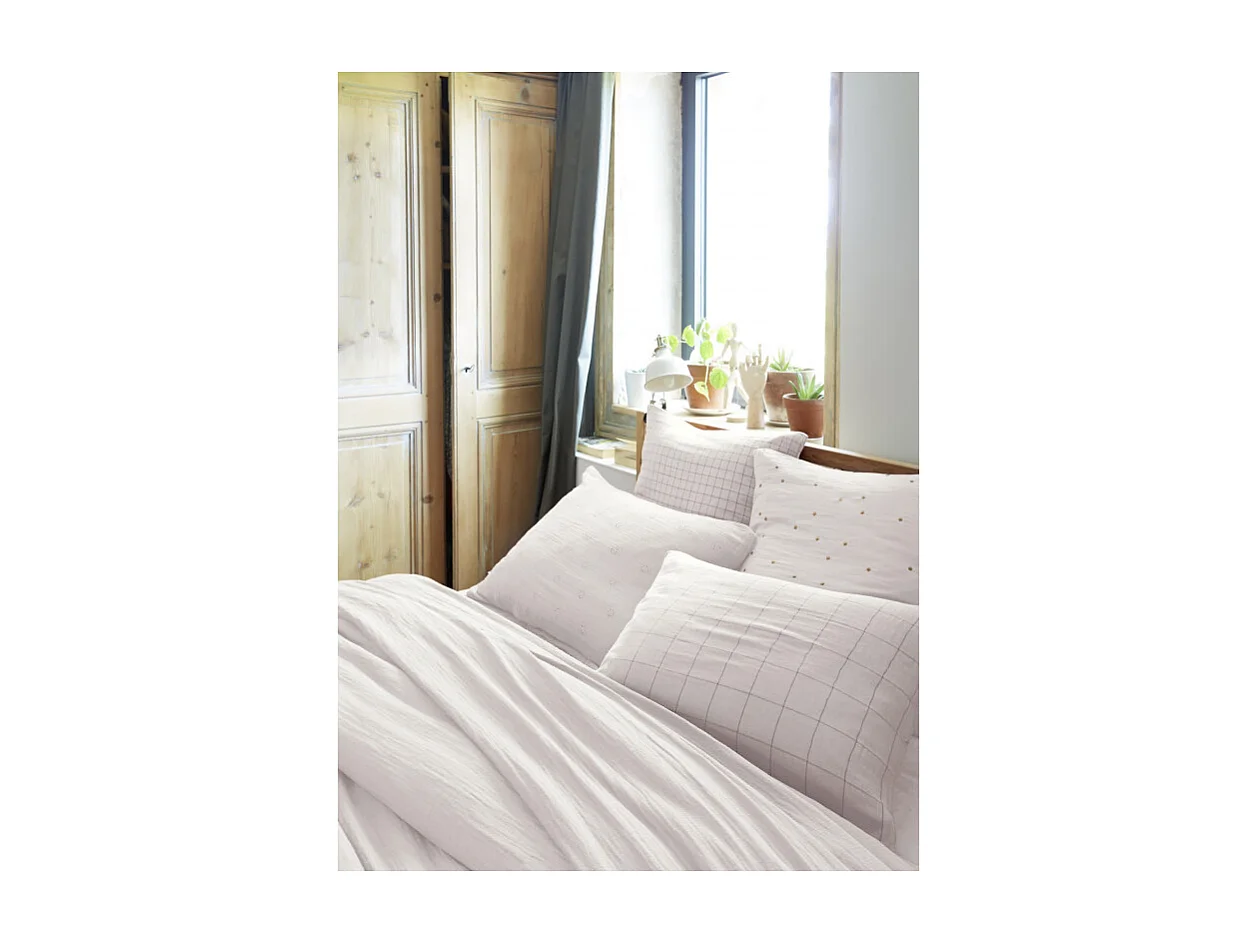 Taie d'oreiller Tissé-teint grands carreaux Déco "Gaïa Match" 60 x 60 cm & 50 x 70 cm "Gaze de Coton"