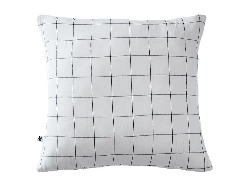 Taie d'oreiller Tissé-teint grands carreaux Déco "Gaïa Match" 60 x 60 cm & 50 x 70 cm "Gaze de Coton" l'Effet Papillon