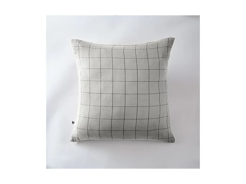 Taie d'oreiller Tissé-teint grands carreaux Déco "Gaïa Match" 60 x 60 cm & 50 x 70 cm "Gaze de Coton"