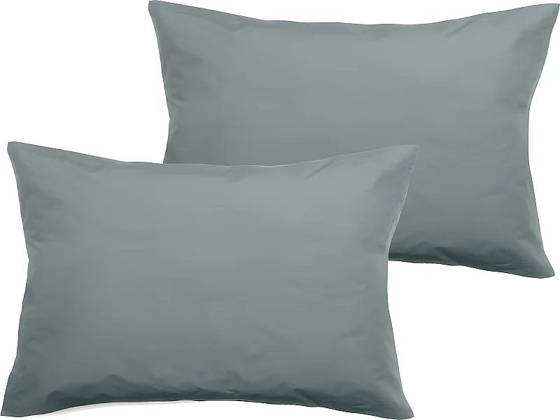 Lot de 2 taies d'oreiller percale pur coton peigné longues fibres 80 fils/cm² Vent du sud